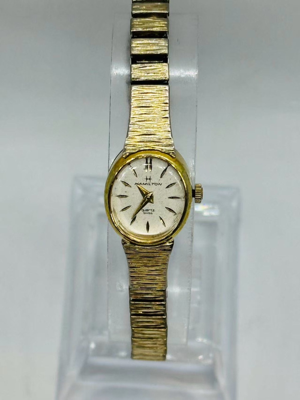 Vintage Hamilton Women’s Quartz Watch Gold Tone 14.6mm New Battery Runs